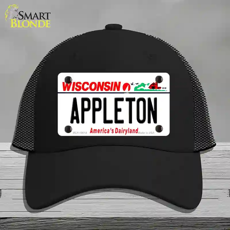 HAT01-MLP-10614 Appleton Wisconsin Novelty License Plate Hat, Mesh - Black