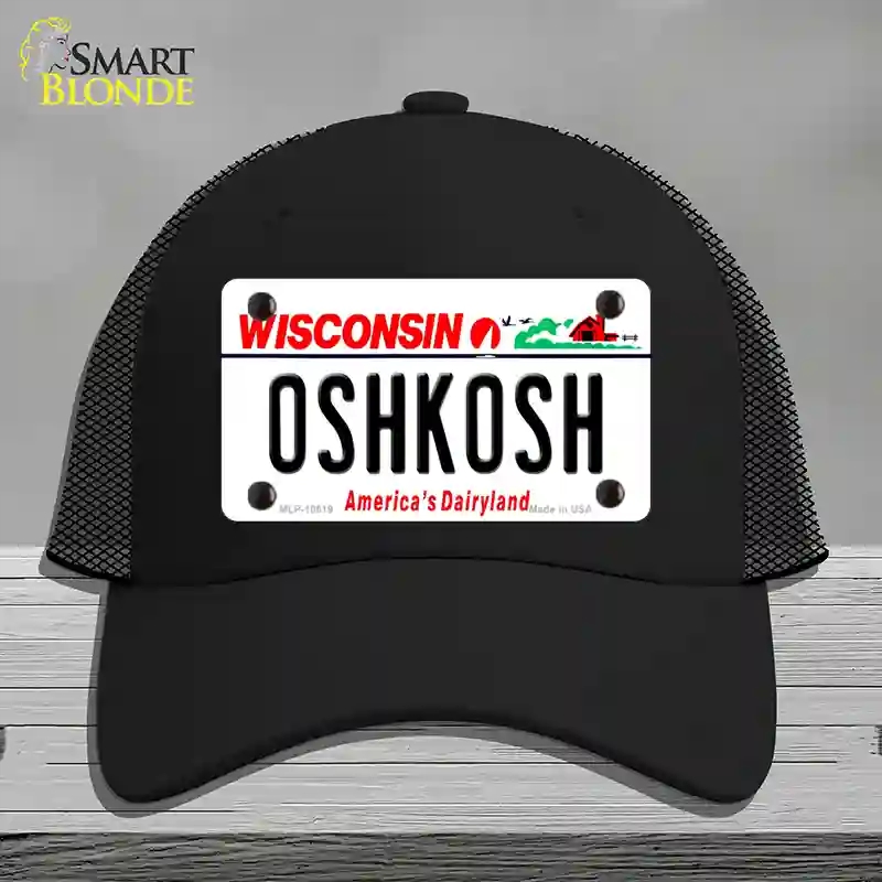 HAT01-MLP-10619 Oshkosh Wisconsin Novelty License Plate Hat, Mesh - Black