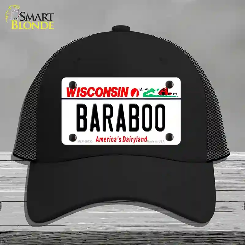 HAT01-MLP-10623 Baraboo Wisconsin Novelty License Plate Hat, Mesh - Black