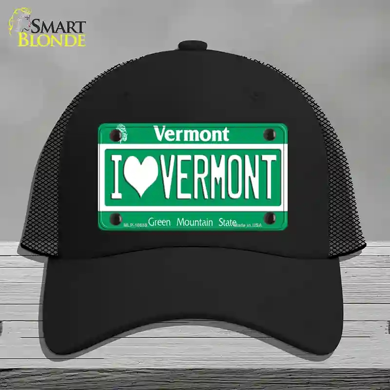 HAT01-MLP-10659 I Love Vermont Novelty License Plate Hat, Mesh - Black
