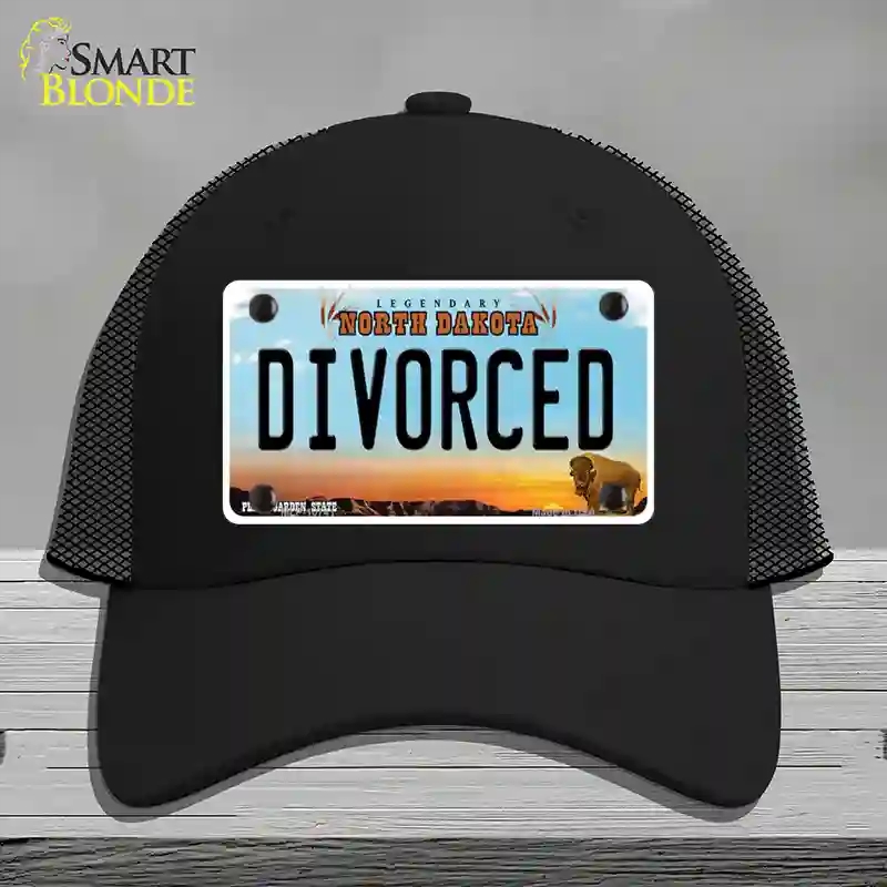 HAT01-MLP-10741 Divorced North Dakota Novelty License Plate Hat, Mesh - Black