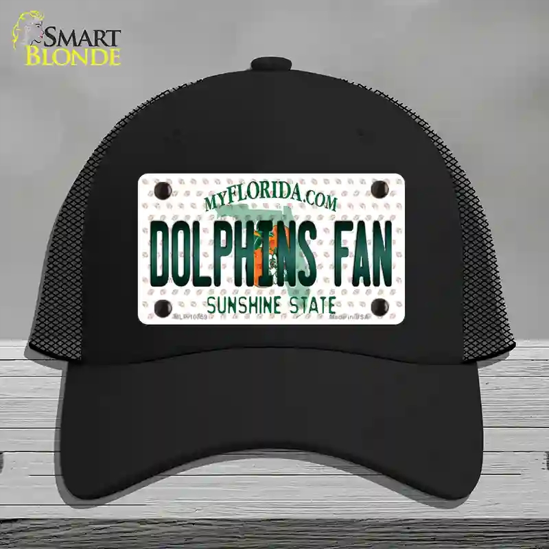 HAT01-MLP-10759 Dolphins Fan Florida Novelty License Plate Hat, Mesh - Black