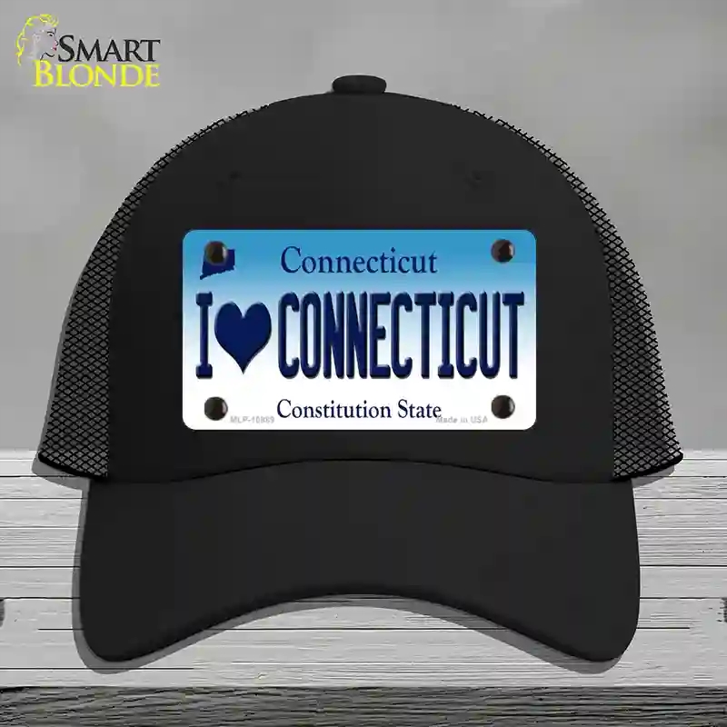 HAT01-MLP-10889 I Love Connecticut Novelty License Plate Hat, Mesh - Black