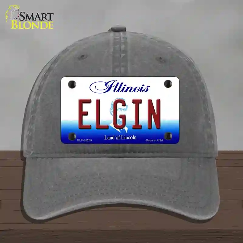 HAT08-MLP-10285 Elgin Illinois Novelty License Plate Hat, Unconstructed Cotton - Charcoal