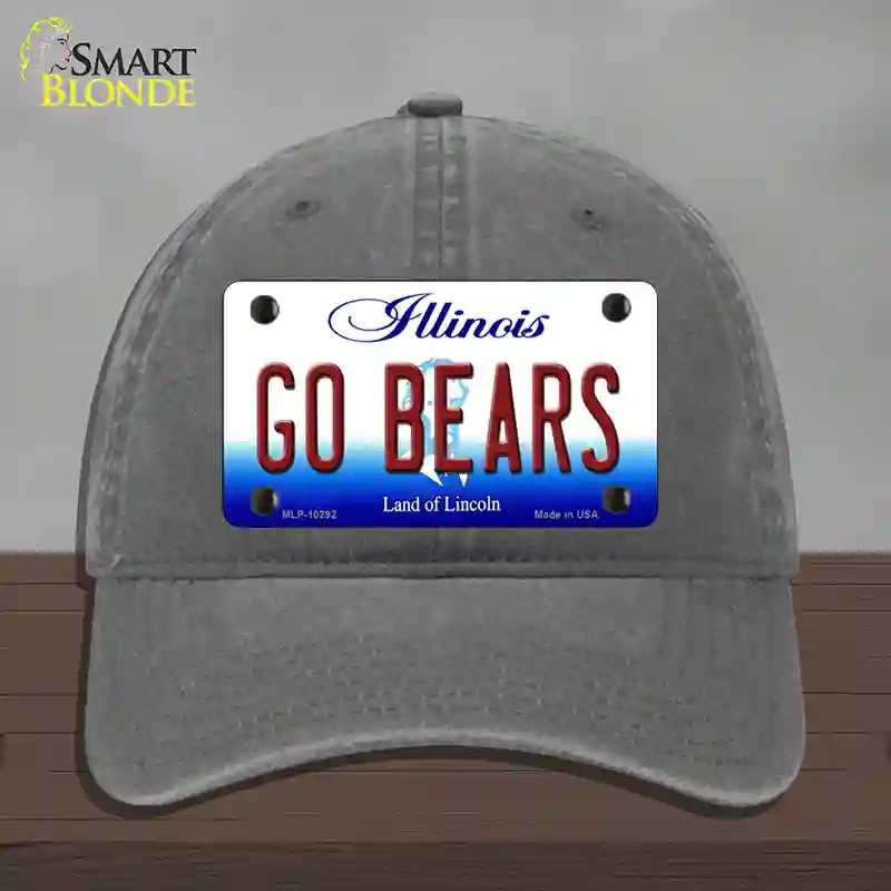 HAT08-MLP-10292 Go Bears Illinois Novelty License Plate Hat, Unconstructed Cotton - Charcoal