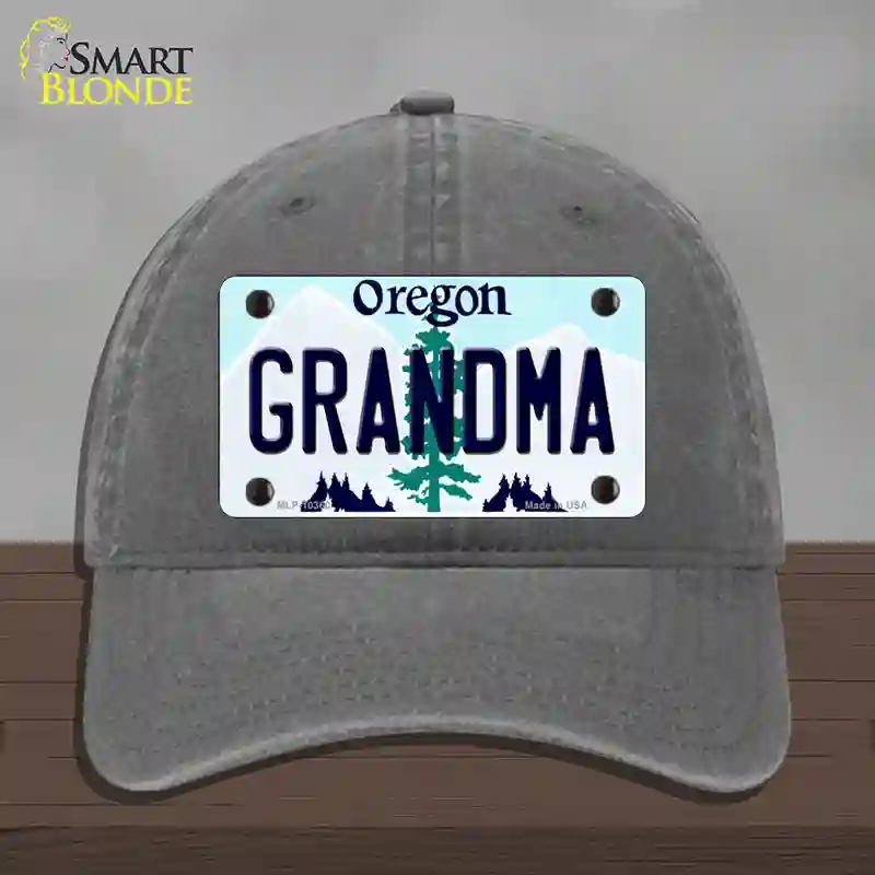 HAT08-MLP-10360 Grandma Oregon Novelty License Plate Hat, Unconstructed Cotton - Charcoal