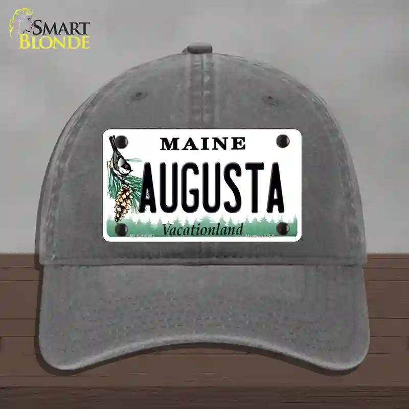 HAT08-MLP-10387 Augusta Maine Novelty License Plate Hat, Unconstructed Cotton - Charcoal