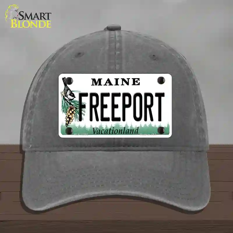 HAT08-MLP-10393 Freeport Maine Novelty License Plate Hat, Unconstructed Cotton - Charcoal