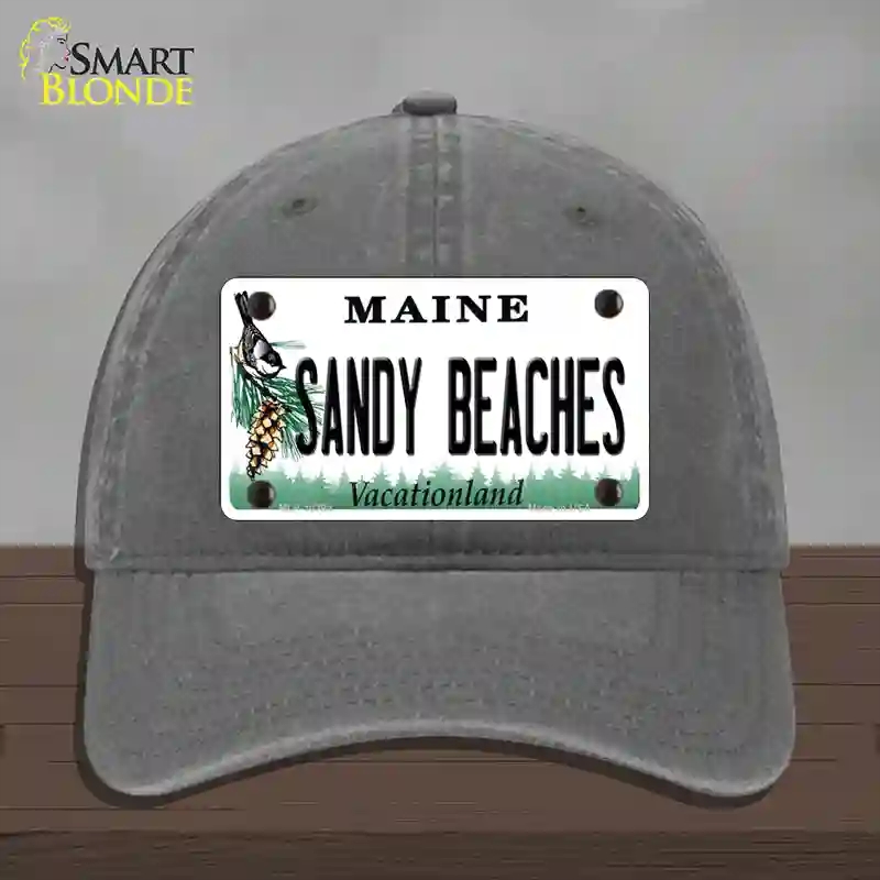 HAT08-MLP-10398 Sandy Beaches Maine Novelty License Plate Hat, Unconstructed Cotton - Charcoal