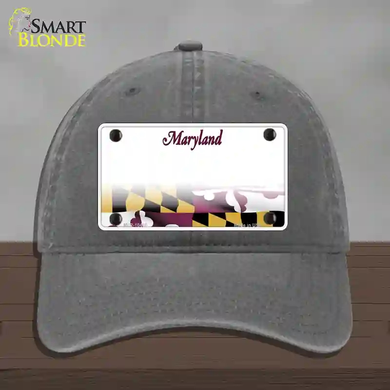 HAT08-MLP-10460 Maryland State Blank Novelty License Plate Hat, Unconstructed Cotton - Charcoal