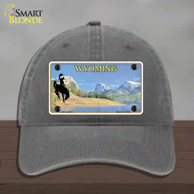 HAT08-MLP-10511 Wyoming Blank Novelty License Plate Hat, Unconstructed Cotton - Charcoal