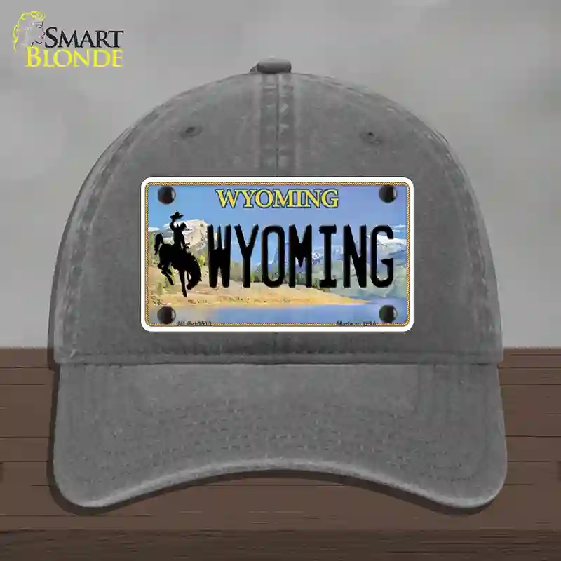 HAT08-MLP-10512 Wyoming Tag Novelty License Plate Hat, Unconstructed Cotton - Charcoal