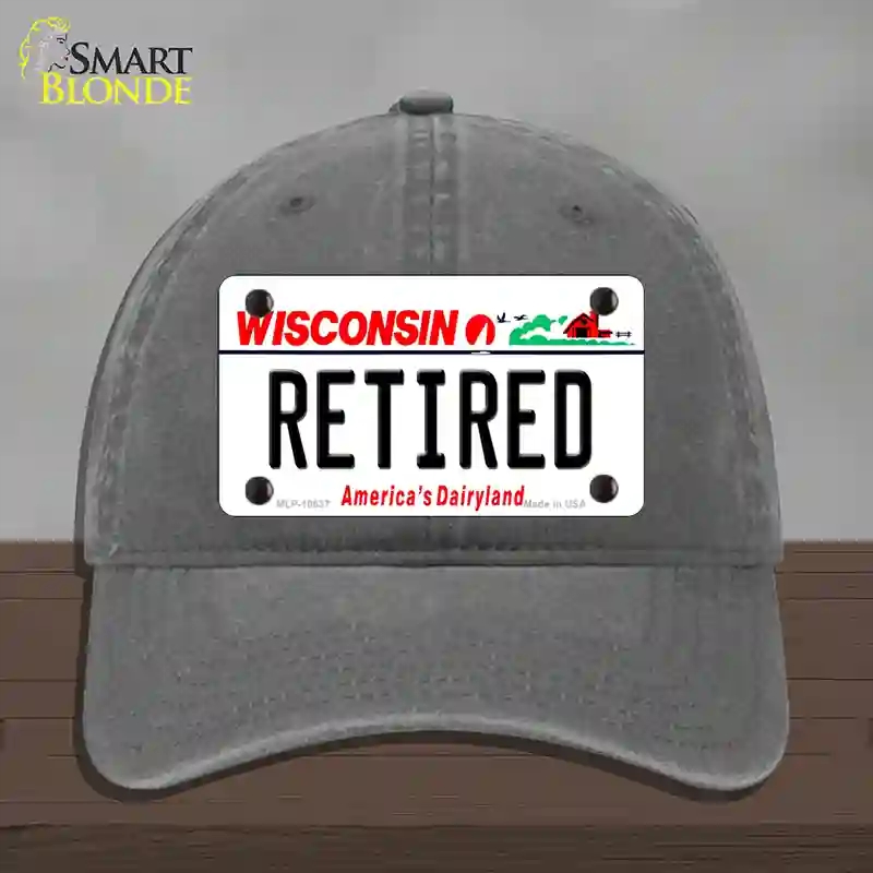 HAT08-MLP-10637 Retired Wisconsin Novelty License Plate Hat, Unconstructed Cotton - Charcoal