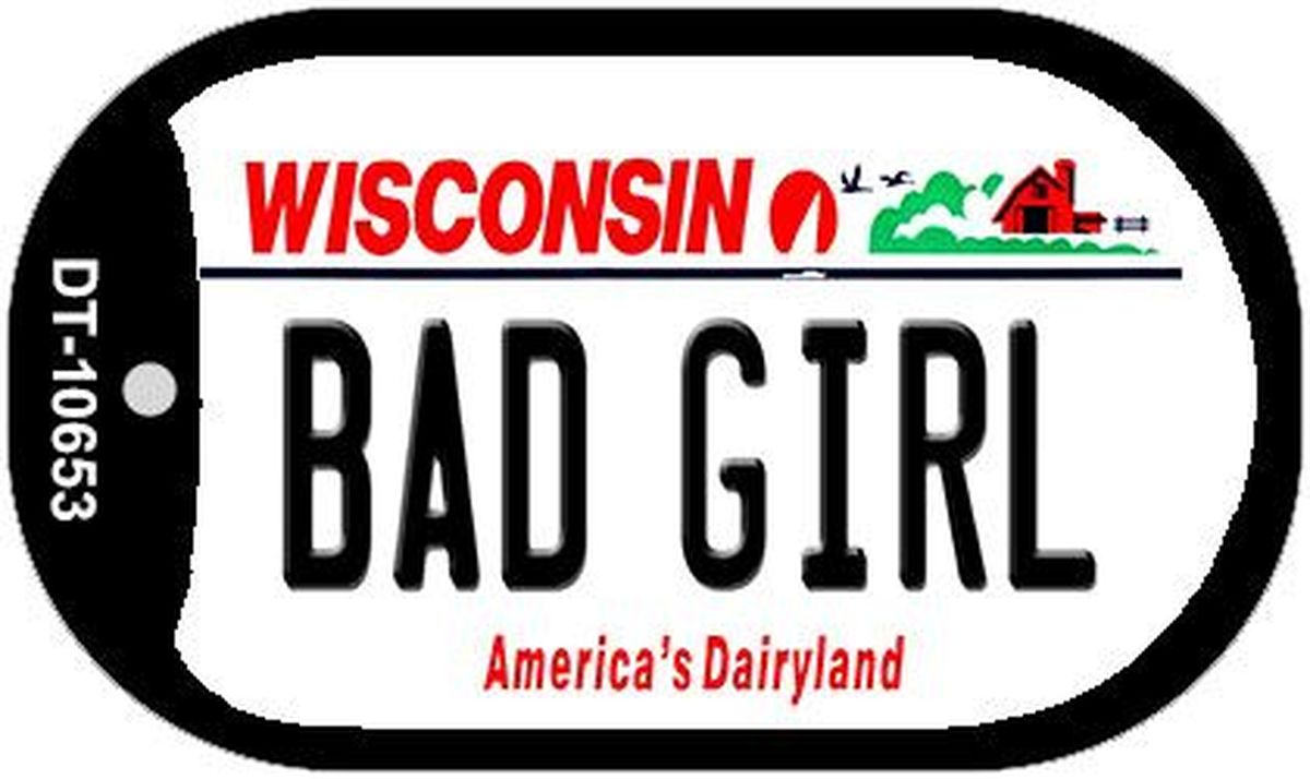 Picture of Smart Blonde DT-10653 1.5 x 2 in. Bad Girl Wisconsin Novelty Metal Dog Tag Necklace