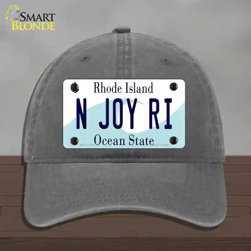 HAT08-MLP-11181 N Joy RI Rhode Island State Novelty License Plate Hat, Unconstructed Cotton - Charcoal