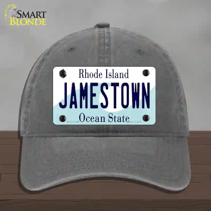 HAT08-MLP-11193 Jamestown Rhode Island State Novelty License Plate Hat, Unconstructed Cotton - Charcoal