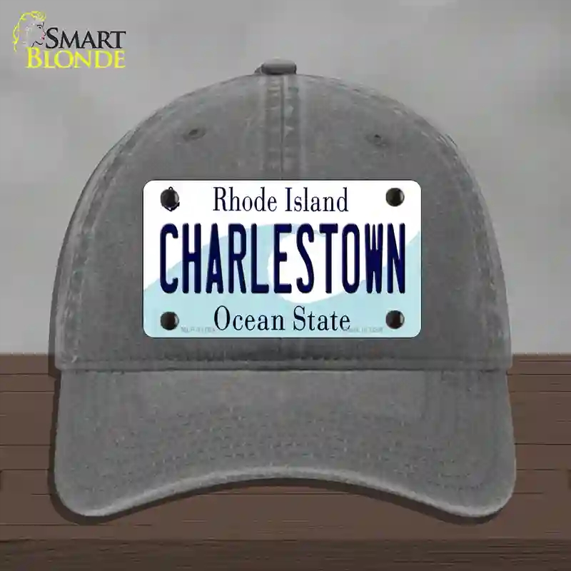 HAT08-MLP-11194 Charlestown Rhode Island State Novelty License Plate Hat, Unconstructed Cotton - Charcoal