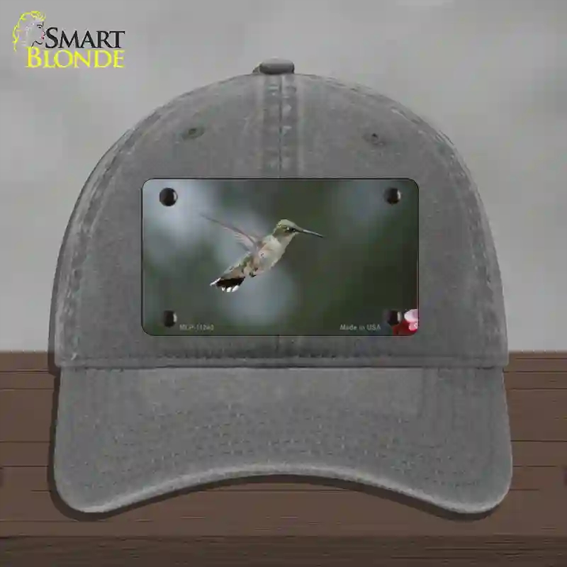 HAT08-MLP-11243 Hummingbird in Flight Novelty License Plate Hat, Unconstructed Cotton - Charcoal