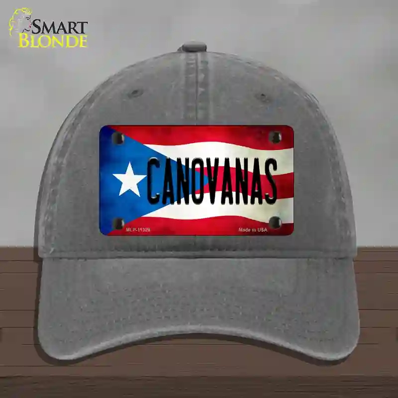 HAT08-MLP-11329 Canovanas Puerto Rico Flag Novelty License Plate Hat, Unconstructed Cotton - Charcoal