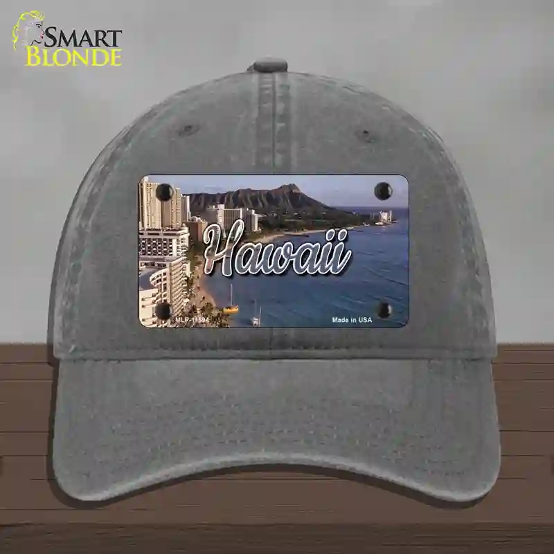 HAT08-MLP-11594 Hawaii Beach State Novelty License Plate Hat, Unconstructed Cotton - Charcoal