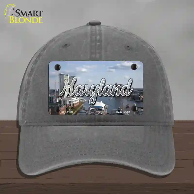 HAT08-MLP-11605 Maryland River Skyline State Novelty License Plate Hat, Unconstructed Cotton - Charcoal