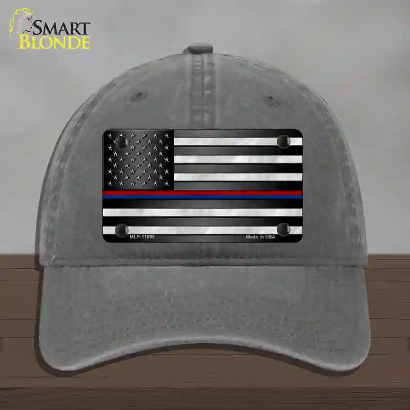 HAT08-MLP-11698 First Responder American Flag Novelty License Plate Hat, Unconstructed Cotton - Charcoal
