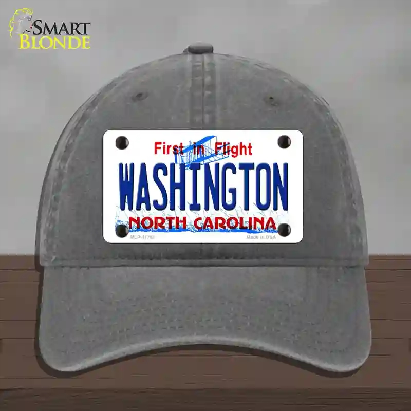 HAT08-MLP-11747 Washington North Carolina State Novelty License Plate Hat, Unconstructed Cotton - Charcoal