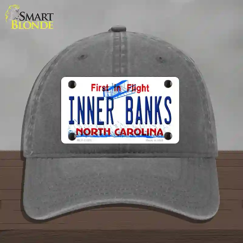 HAT08-MLP-11820 Inner Banks North Carolina Novelty License Plate Hat, Unconstructed Cotton - Charcoal