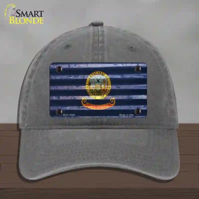 HAT08-MLP-11953 Idaho Corrugated Flag Novelty License Plate Hat, Unconstructed Cotton - Charcoal
