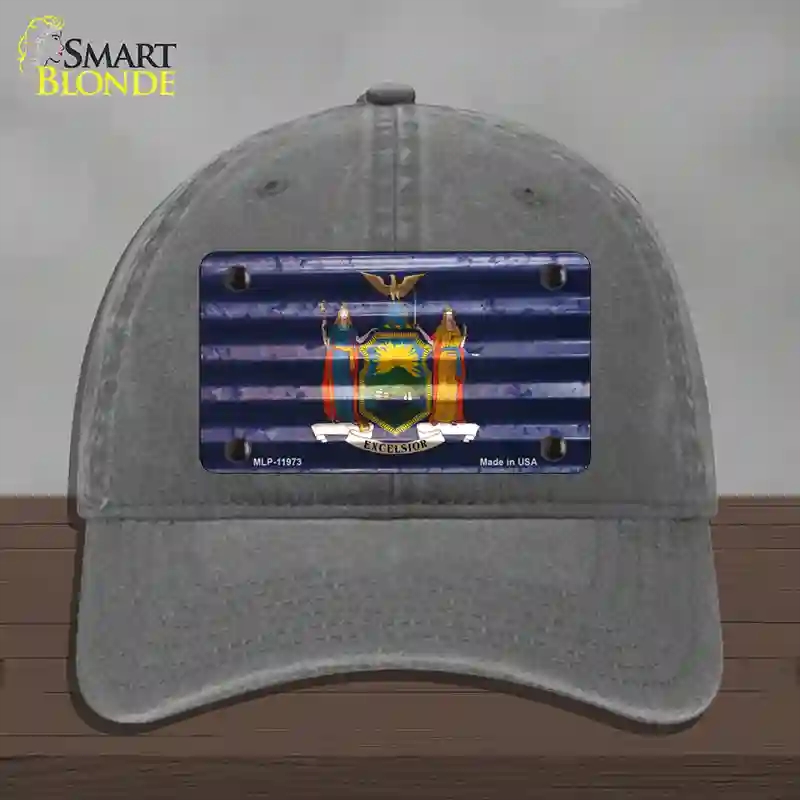 HAT08-MLP-11973   York Corrugated Flag Novelty License Plate Hat, Unconstructed Cotton - Charcoal