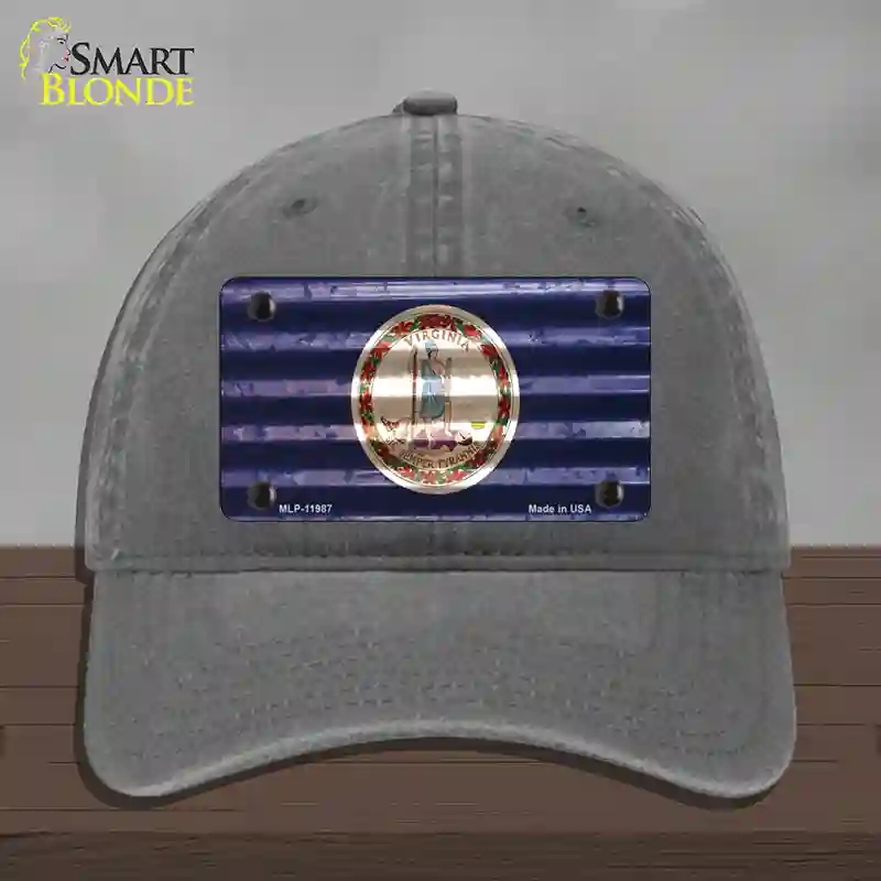 HAT08-MLP-11987 Virginia Corrugated Flag Novelty License Plate Hat, Unconstructed Cotton - Charcoal