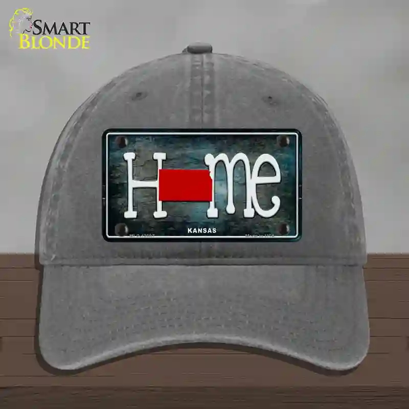 HAT08-MLP-12007 Kansas Home State Outline Novelty License Plate Hat, Unconstructed Cotton - Charcoal