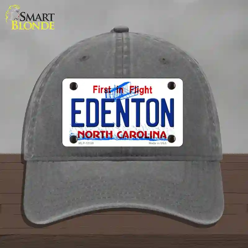 HAT08-MLP-12109 Edenton North Carolina State Novelty License Plate Hat, Unconstructed Cotton - Charcoal