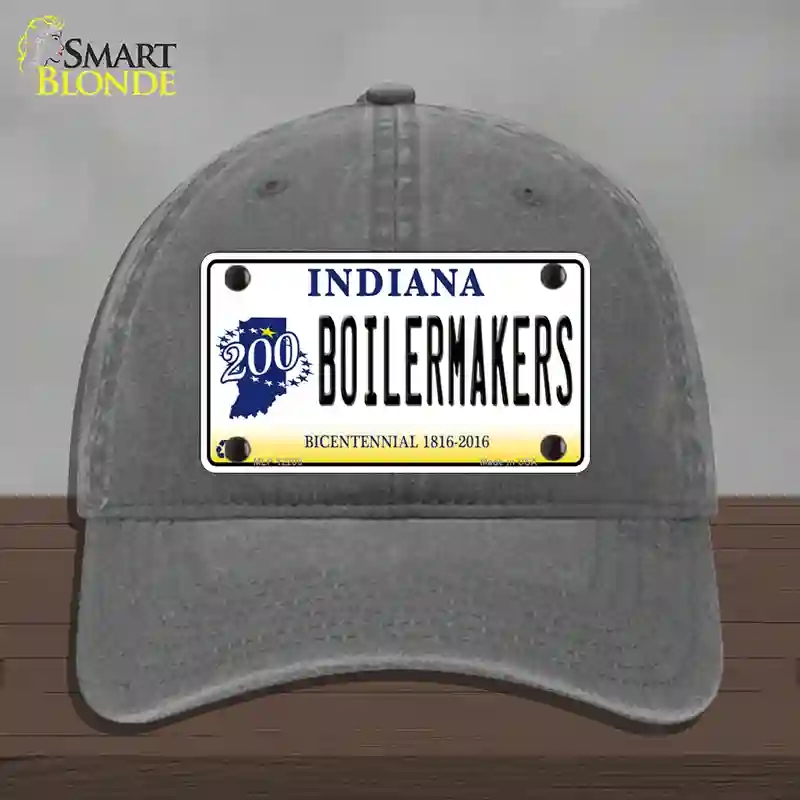 HAT08-MLP-12205 Boilermakers Indiana Novelty License Plate Hat, Unconstructed Cotton - Charcoal