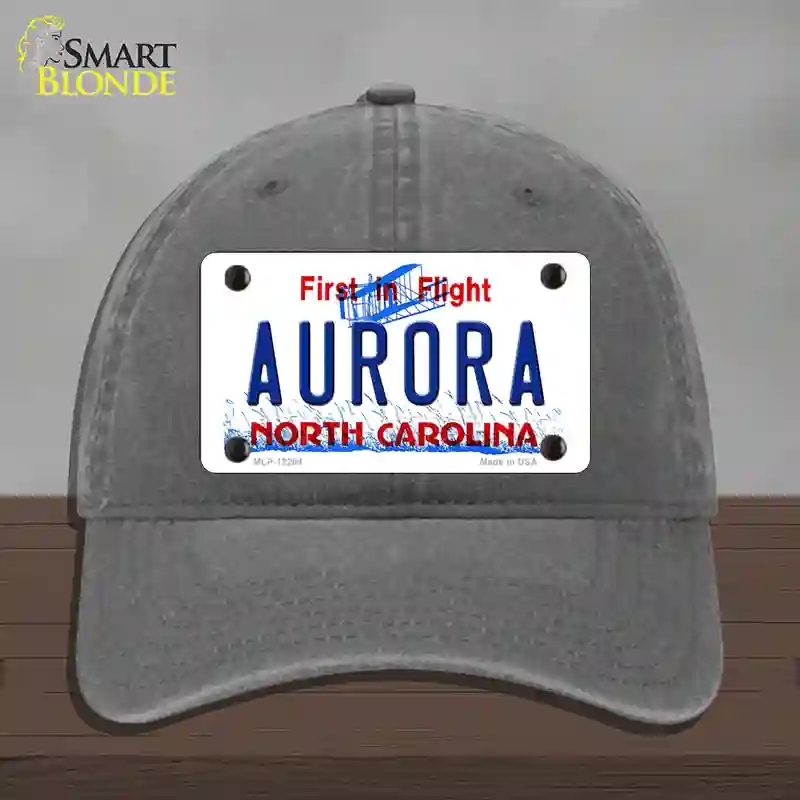 HAT08-MLP-12294 North Carolina Aurora Novelty License Plate Hat, Unconstructed Cotton - Charcoal