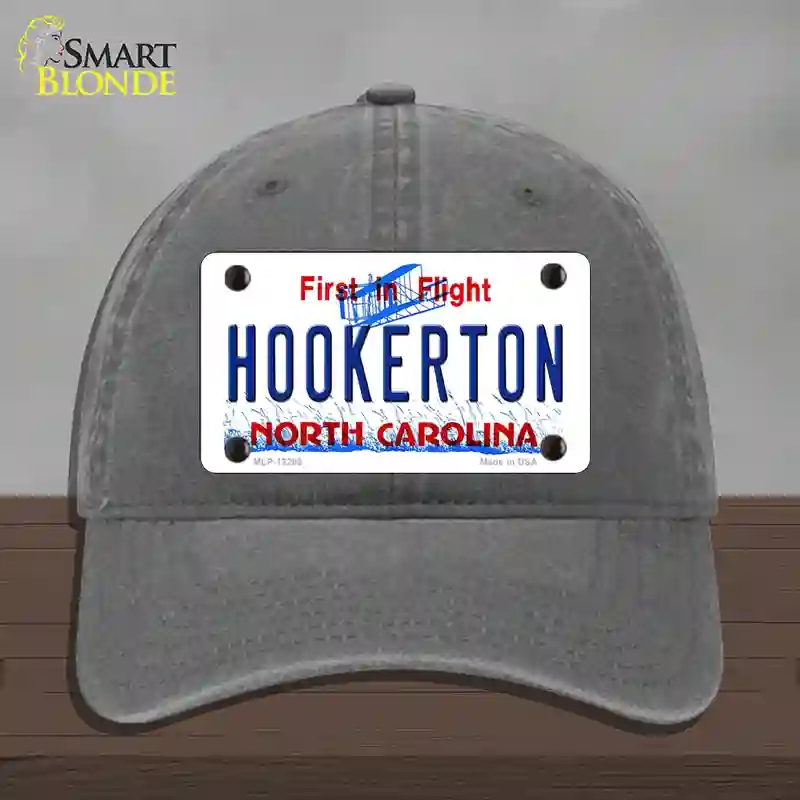 HAT08-MLP-12299 North Carolina Hookerton Novelty License Plate Hat, Unconstructed Cotton - Charcoal