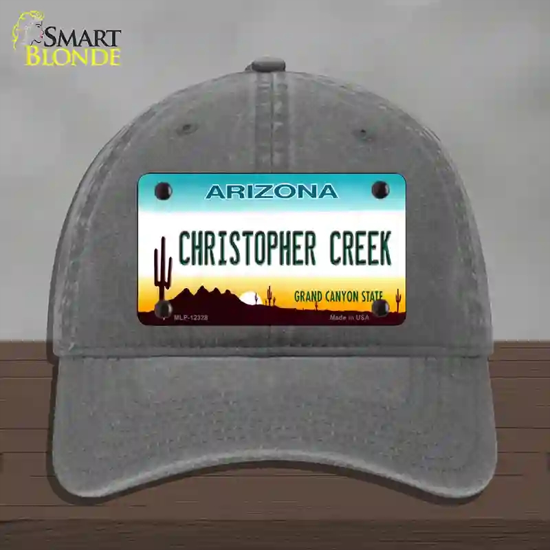 HAT08-MLP-12328 Christopher Creek Arizona Novelty License Plate Hat, Unconstructed Cotton - Charcoal