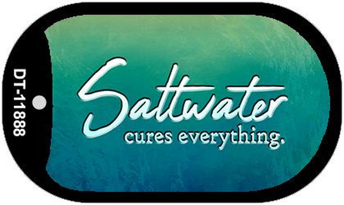 Picture of Smart Blonde DT-11888 1.5 x 2 in. Saltwater Cures Everything Novelty Metal Dog Tag Necklace