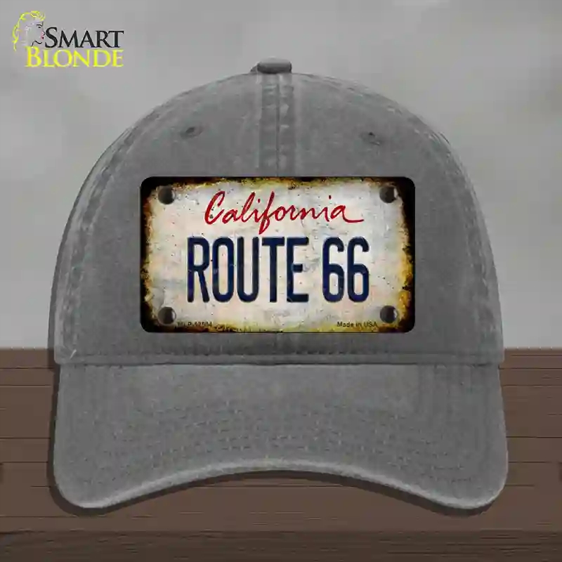 HAT08-MLP-12504 Route 66 California Rusty Novelty License Plate Hat, Unconstructed Cotton - Charcoal