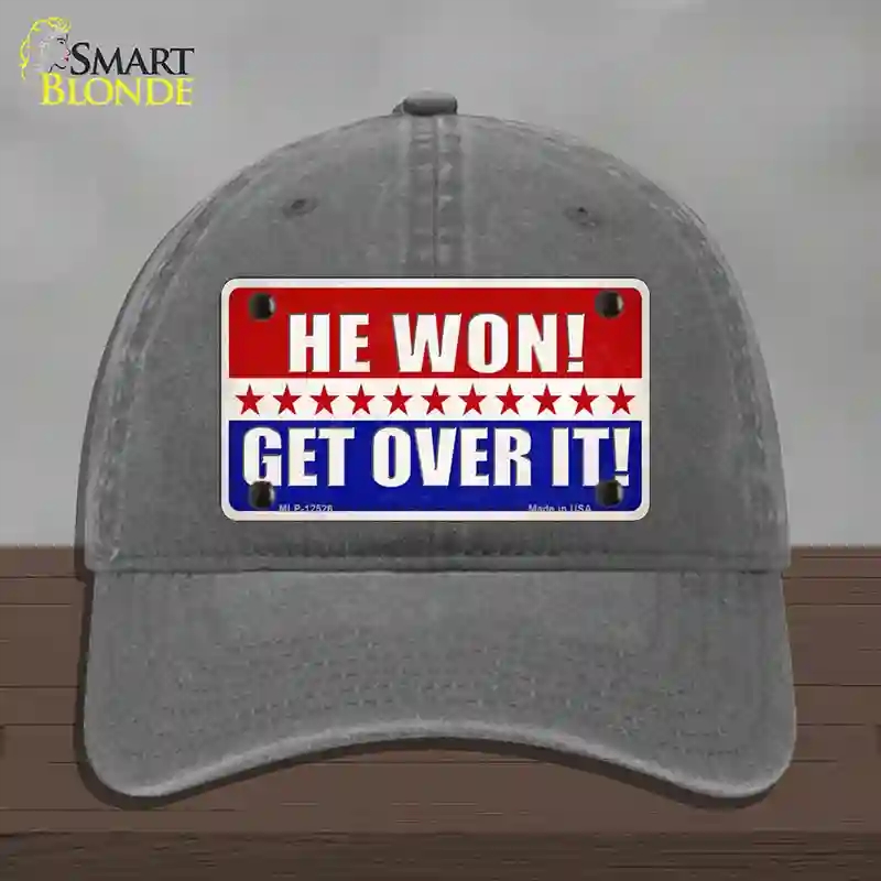 HAT08-MLP-12526 Trump Won Get Over It Novelty License Plate Hat, Unconstructed Cotton - Charcoal