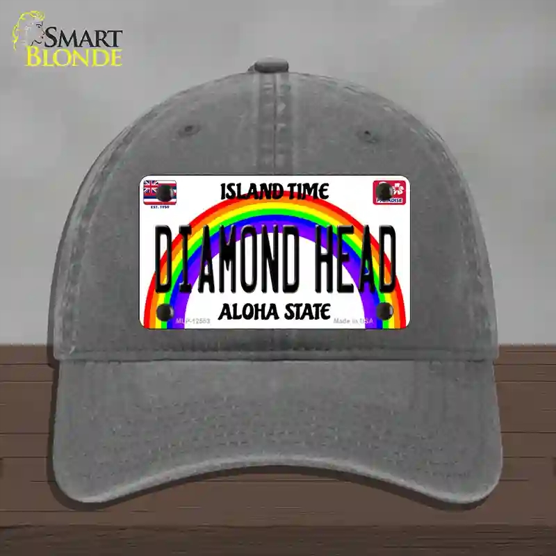 HAT08-MLP-12553 Diamond Head Hawaii Novelty License Plate Hat, Unconstructed Cotton - Charcoal