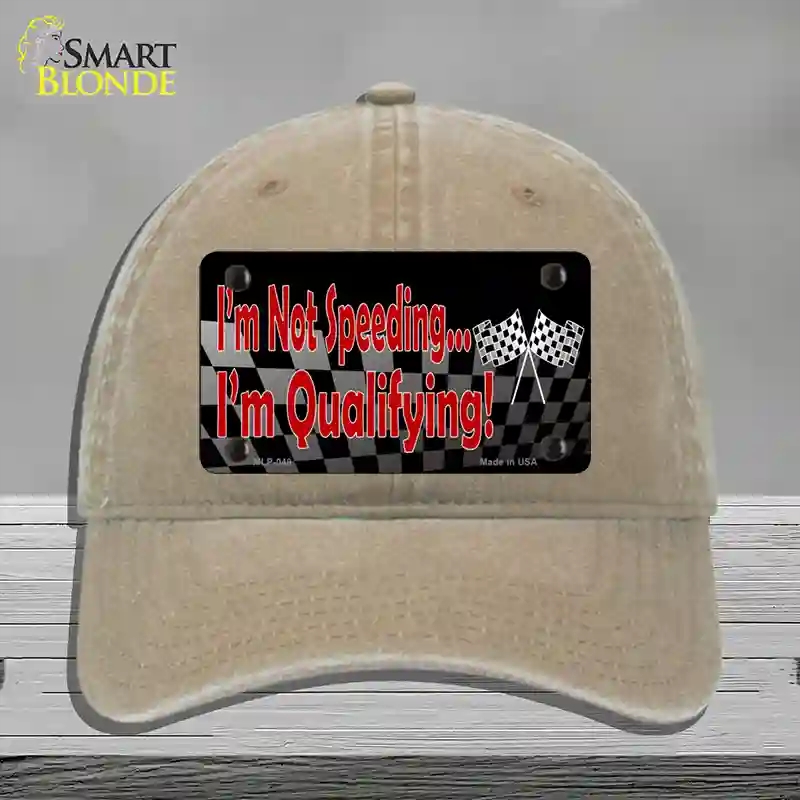 HAT09-MLP-048 Im Qualifying Novelty License Plate Hat, Unconstructed Cotton - Khaki