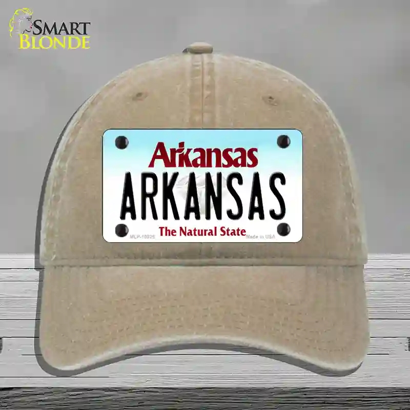 HAT09-MLP-10025 Arkansas Diamond Novelty License Plate Hat, Unconstructed Cotton - Khaki