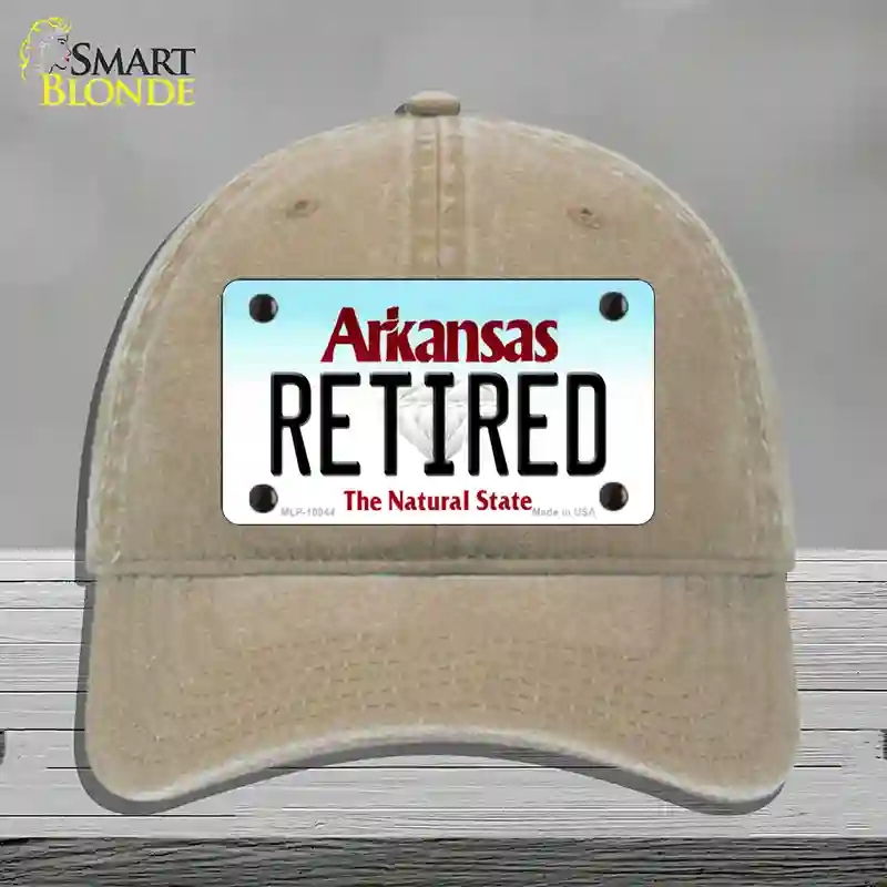 HAT09-MLP-10044 Retired Arkansas Novelty License Plate Hat, Unconstructed Cotton - Khaki