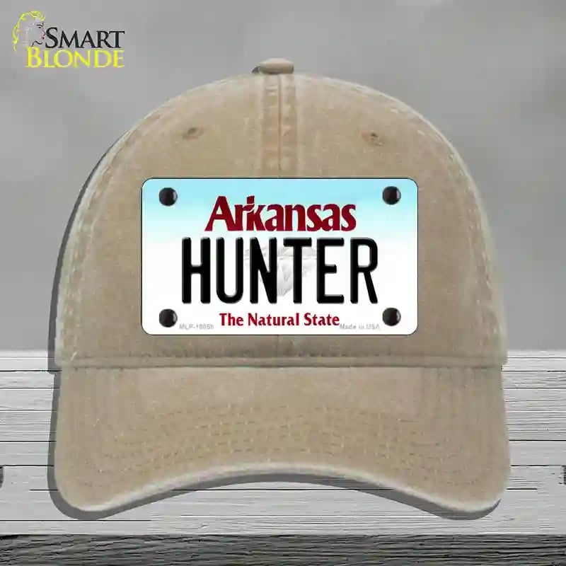 HAT09-MLP-10058 Hunter Arkansas Novelty License Plate Hat, Unconstructed Cotton - Khaki