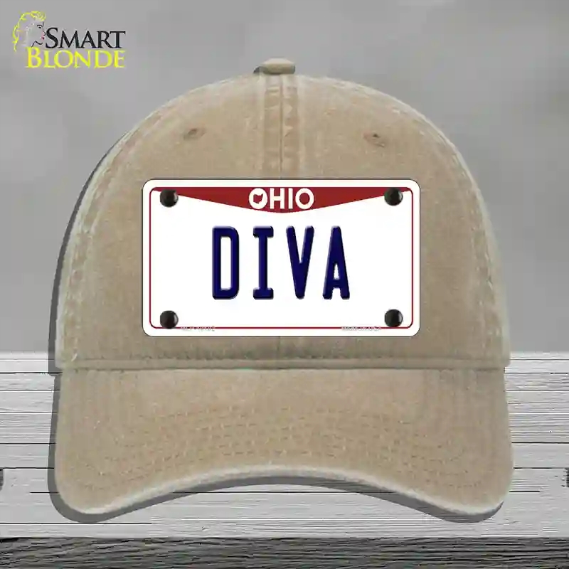HAT09-MLP-10102 Diva Ohio Novelty License Plate Hat, Unconstructed Cotton - Khaki