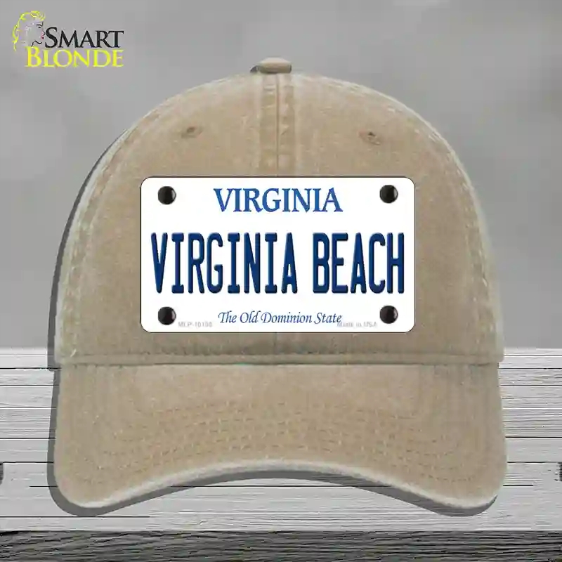 HAT09-MLP-10105 Virginia Beach Novelty License Plate Hat, Unconstructed Cotton - Khaki