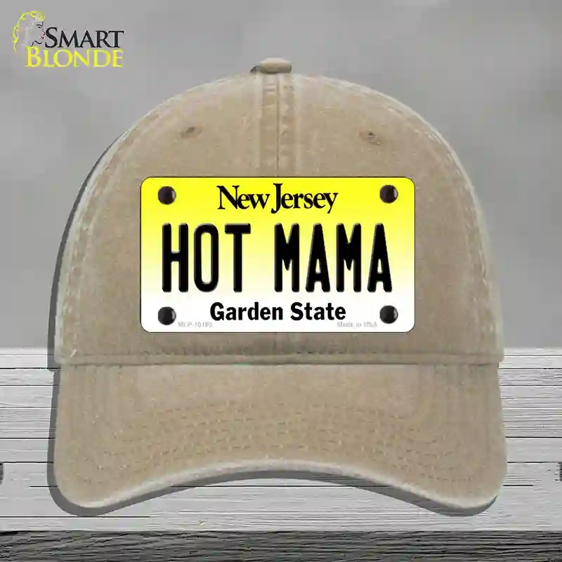 HAT09-MLP-10163 Hot Mama   Jersey Novelty License Plate Hat, Unconstructed Cotton - Khaki