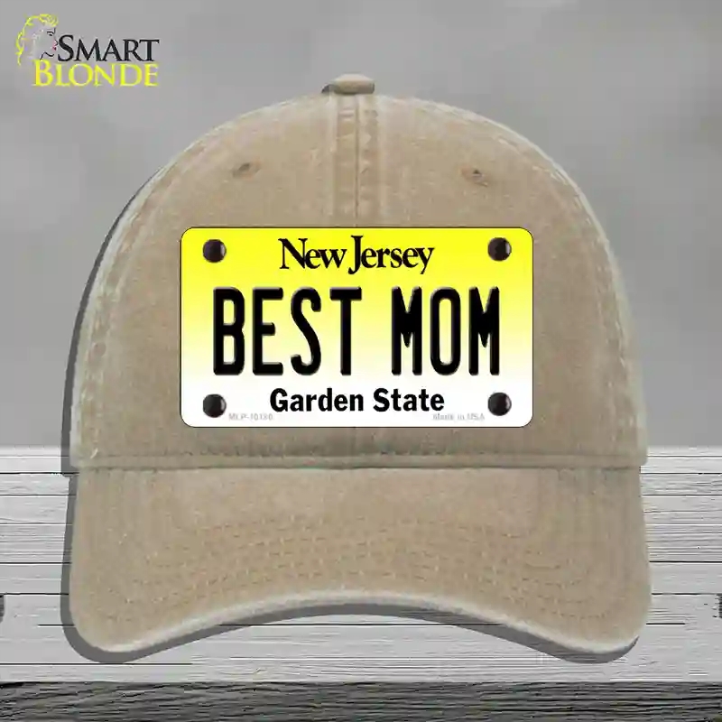 HAT09-MLP-10180 Best Mom   Jersey Novelty License Plate Hat, Unconstructed Cotton - Khaki