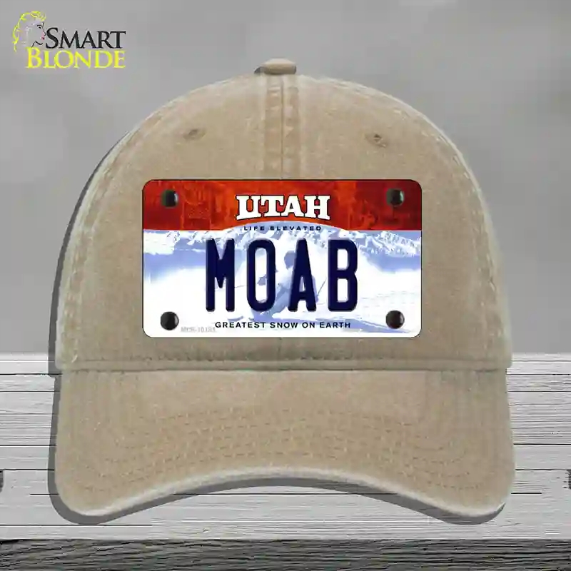 HAT09-MLP-10191 Moab Utah Novelty License Plate Hat, Unconstructed Cotton - Khaki